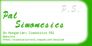 pal simoncsics business card